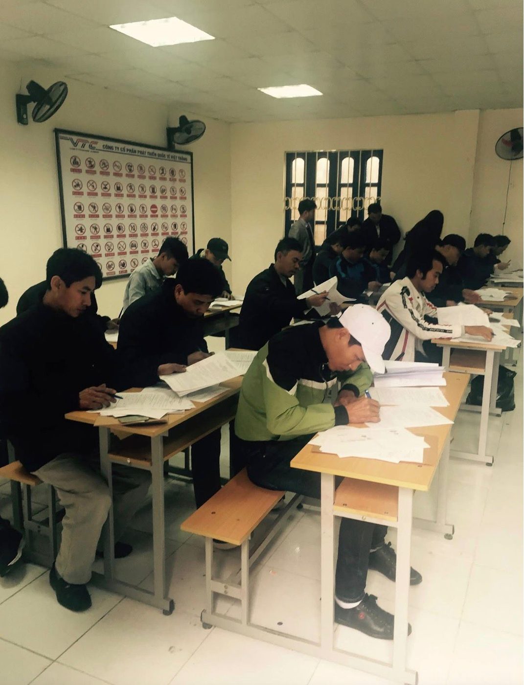 Written assessment at the training centre