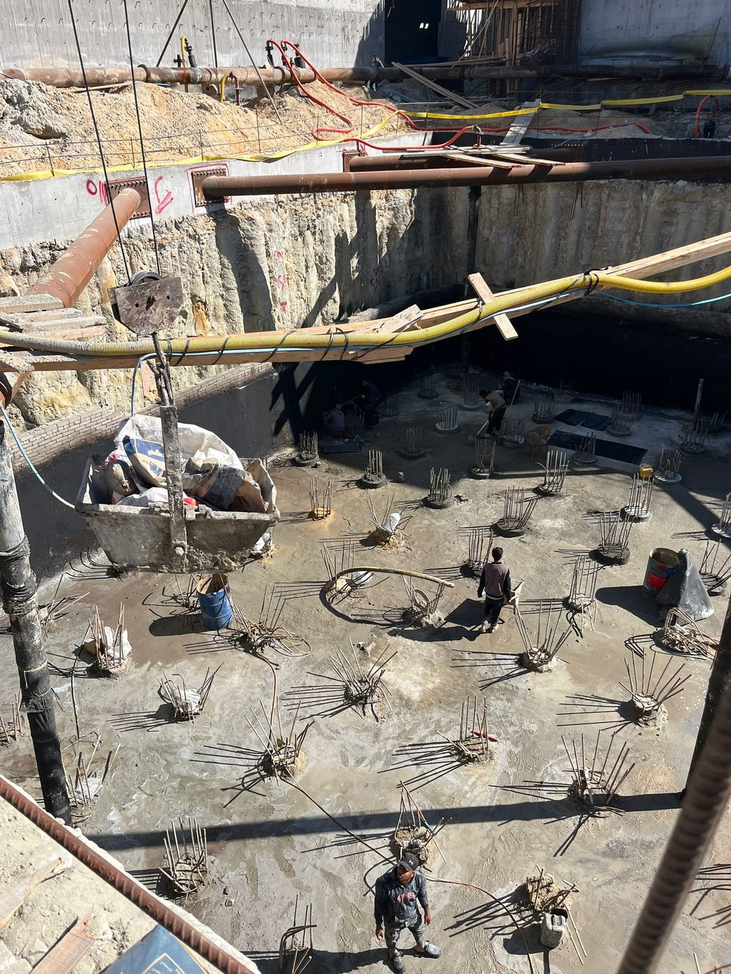 Deep foundation works — pile caps and rebar