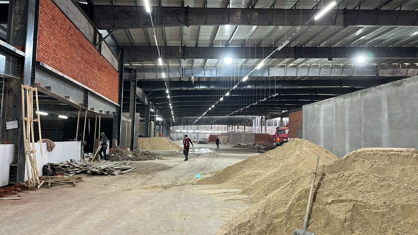 Steel warehouse interior taking shape