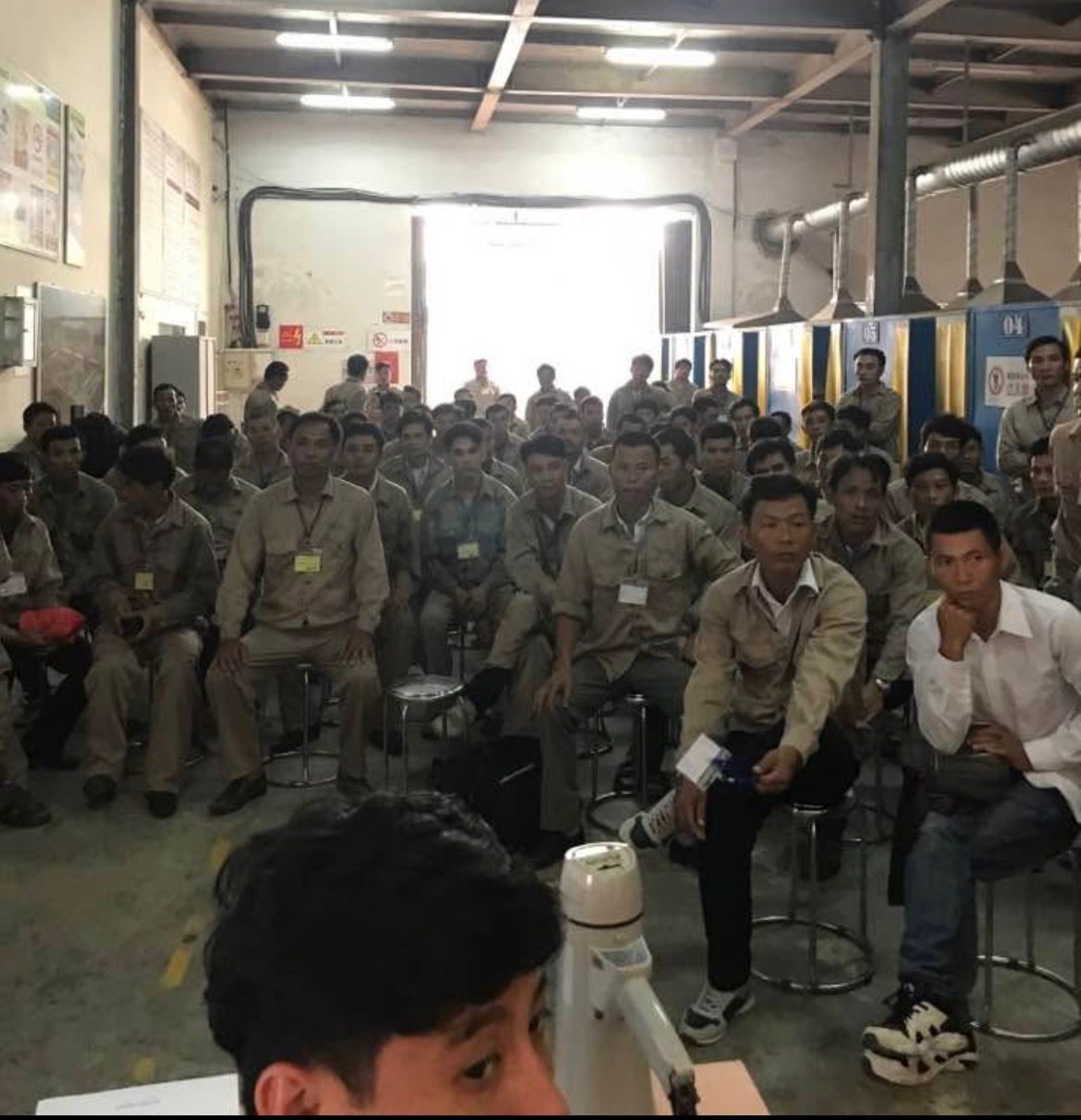 Welder candidates at the training workshop