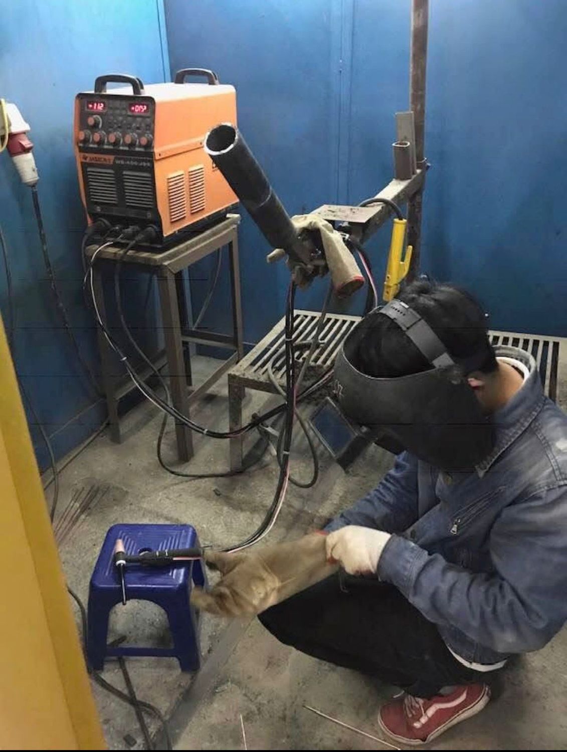 Welder trade test during pre-deployment skill assessment